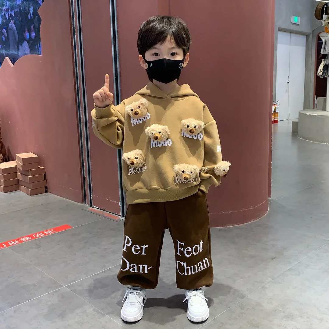 男童秋装套装洋气韩版2025新款痞帅儿童连帽卫衣宝宝衣服春秋男孩