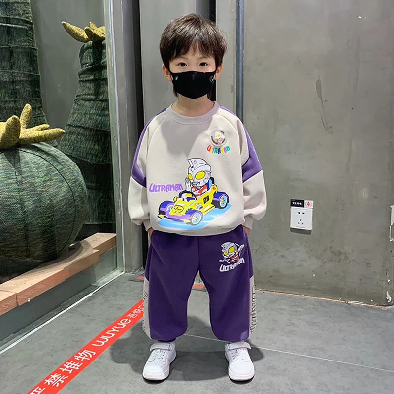 奥特曼衣服儿童套装男童2025春秋季新款洋气时髦宝宝初秋休闲卫衣