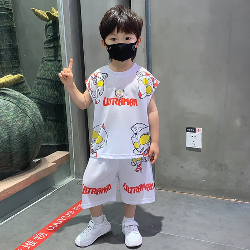 奥特曼男童夏季无袖背心套装2025新款洋气儿童痞帅炸街夏天薄衣服