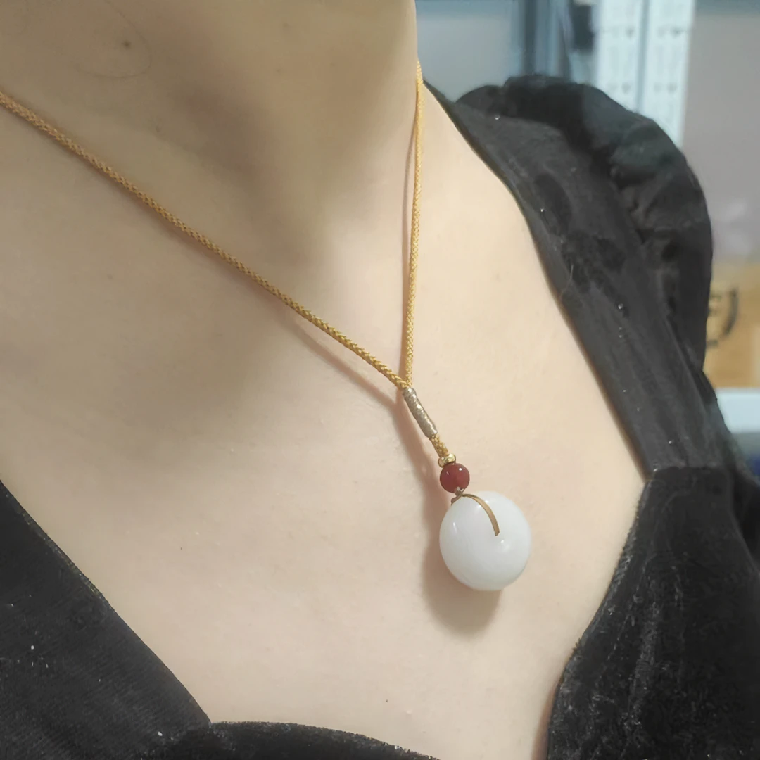 【新店福利】天然新疆金丝玉平安扣锁骨链女神简约白古风多样性发货