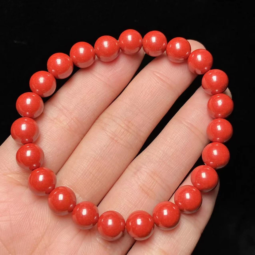 含辰砂工艺品朱砂辰砂圆珠手串  约8mm