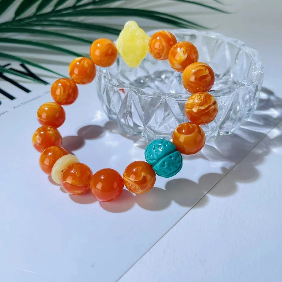 欧洲回流老花高瓷蓝圆珠手串