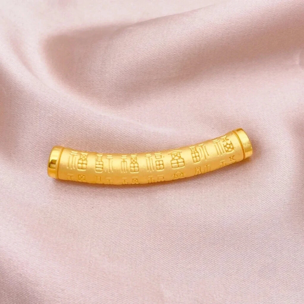 Chow Tai Seng/周大生足金福字弯管吊坠情侣百搭手工挂坠手链素款
