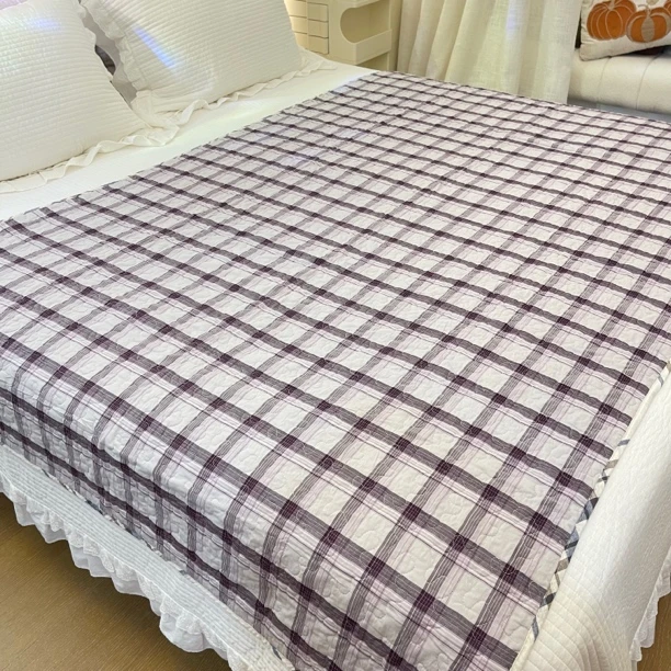 色织格子120*200可铺可盖一片过床盖