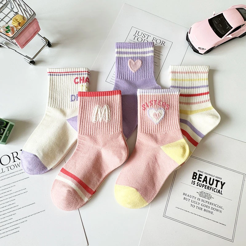 爱嘀嗒儿童袜子秋冬季韩版甜美公主风学生潮袜女童中大童宝宝袜