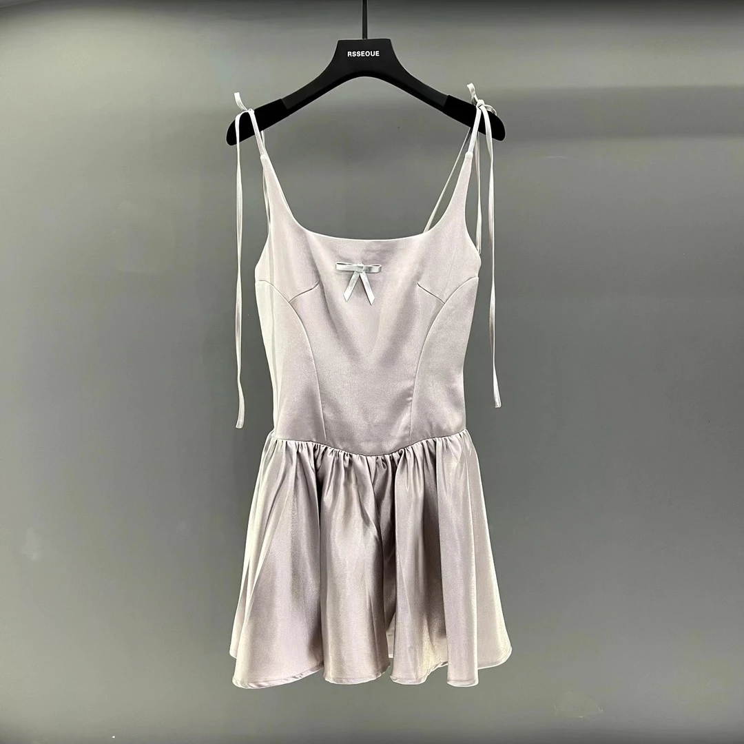 性感辣妹纯欲吊带连衣裙女夏季蝴蝶结绑带气质显瘦高级L9343