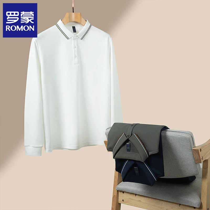 Romon/罗蒙男士翻领百搭潮流长袖商务秋款宽松卫衣长袖
