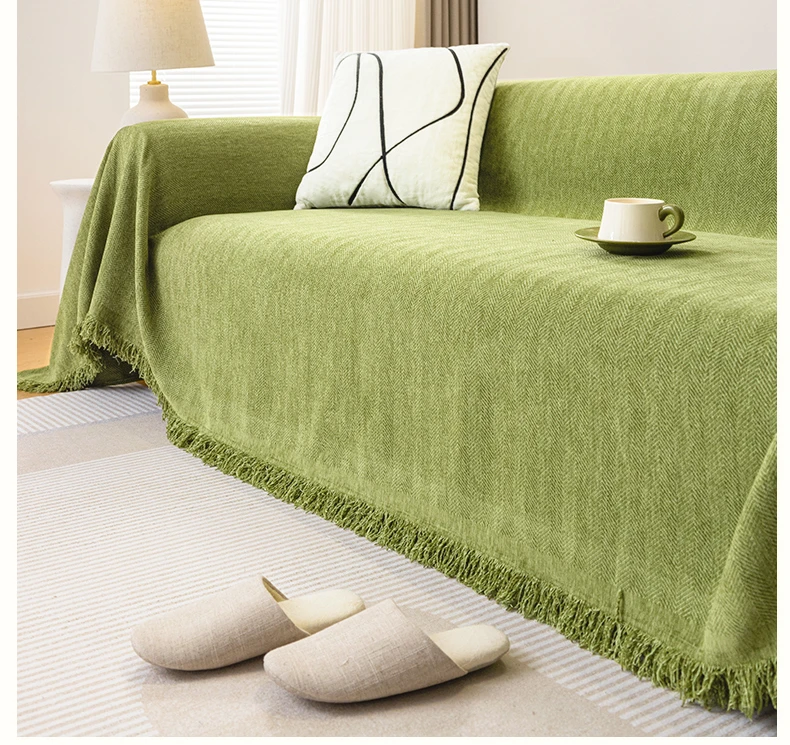 2024新款人字纹沙发巾盖布沙发垫四季通用高级感全盖沙发套盖布