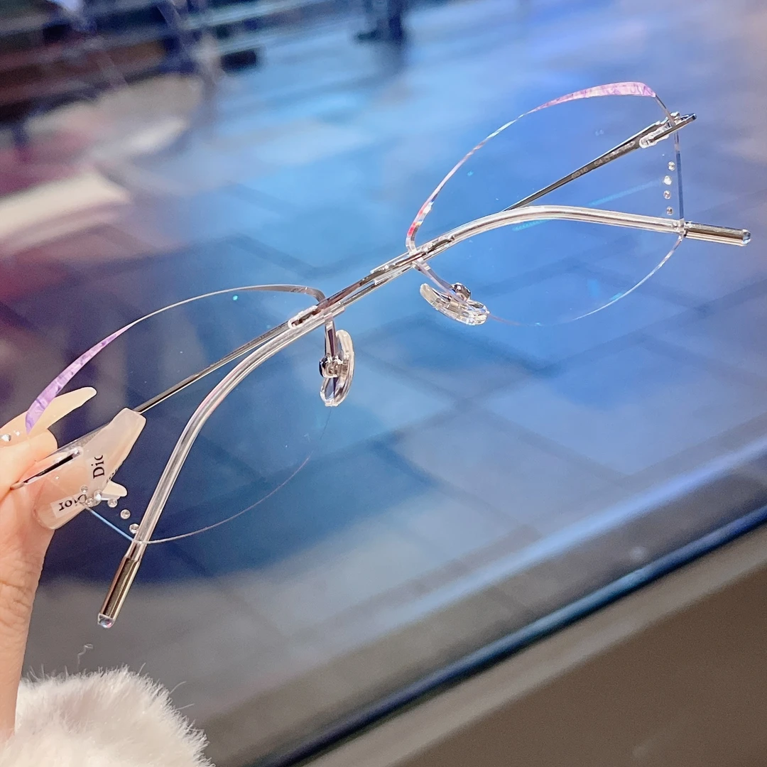 国风珐琅彩系列《薰衣草》无边框设计师手作纯钛眼镜