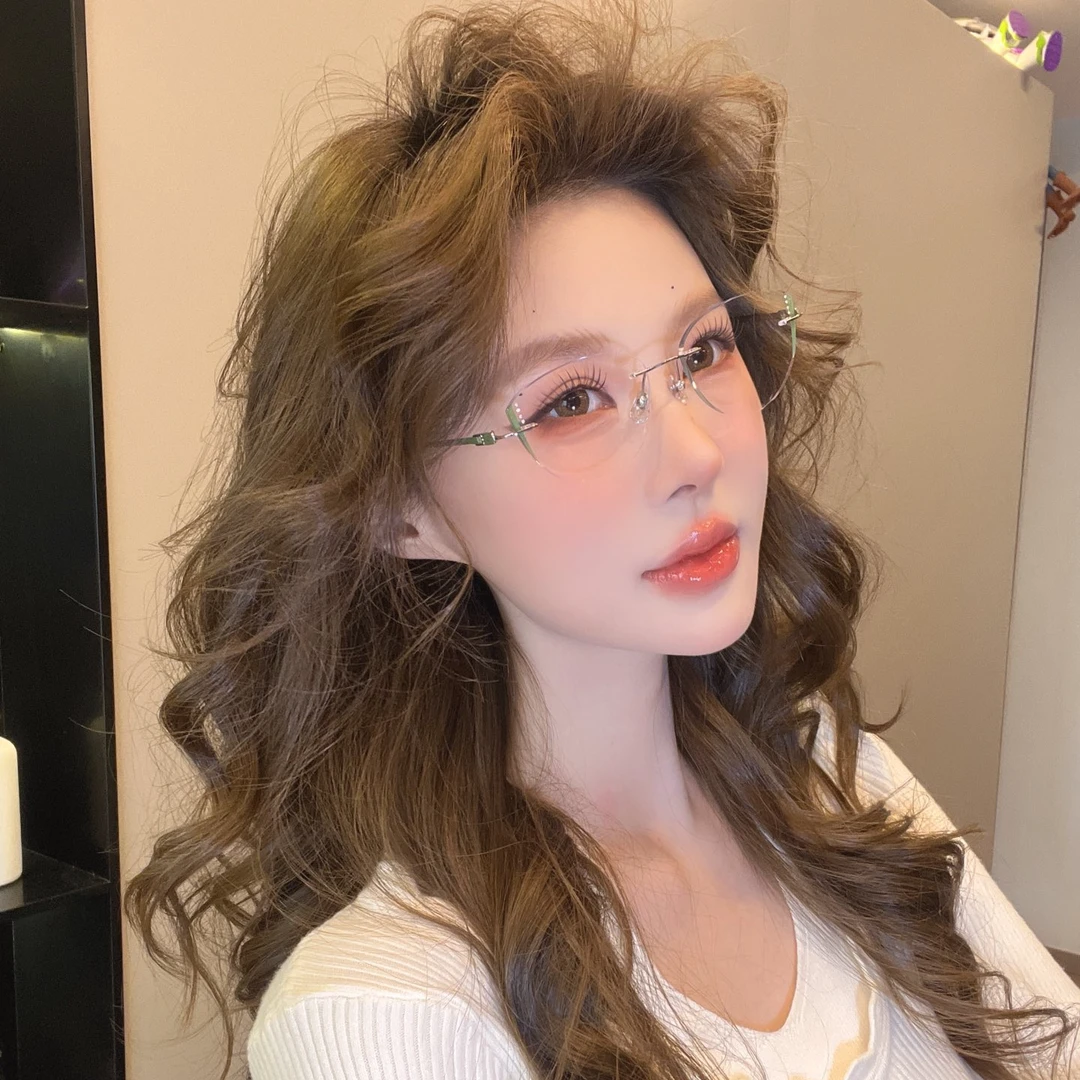 新款 彩釉无框系列纯钛6096镜架＋CY096片型三色百搭400度可以配