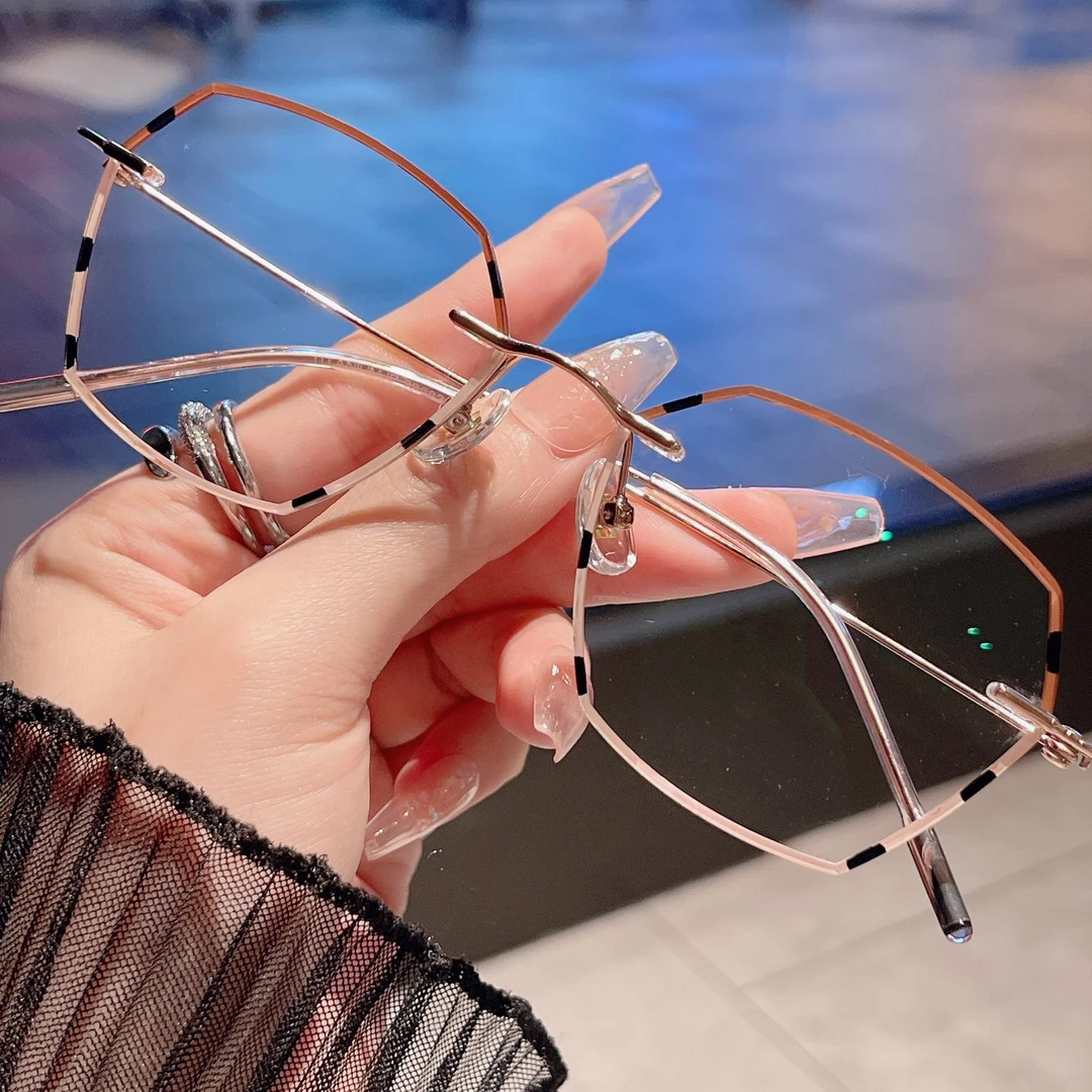 国风珐琅彩系列《红豆》纯钛无边框设计师手作眼镜