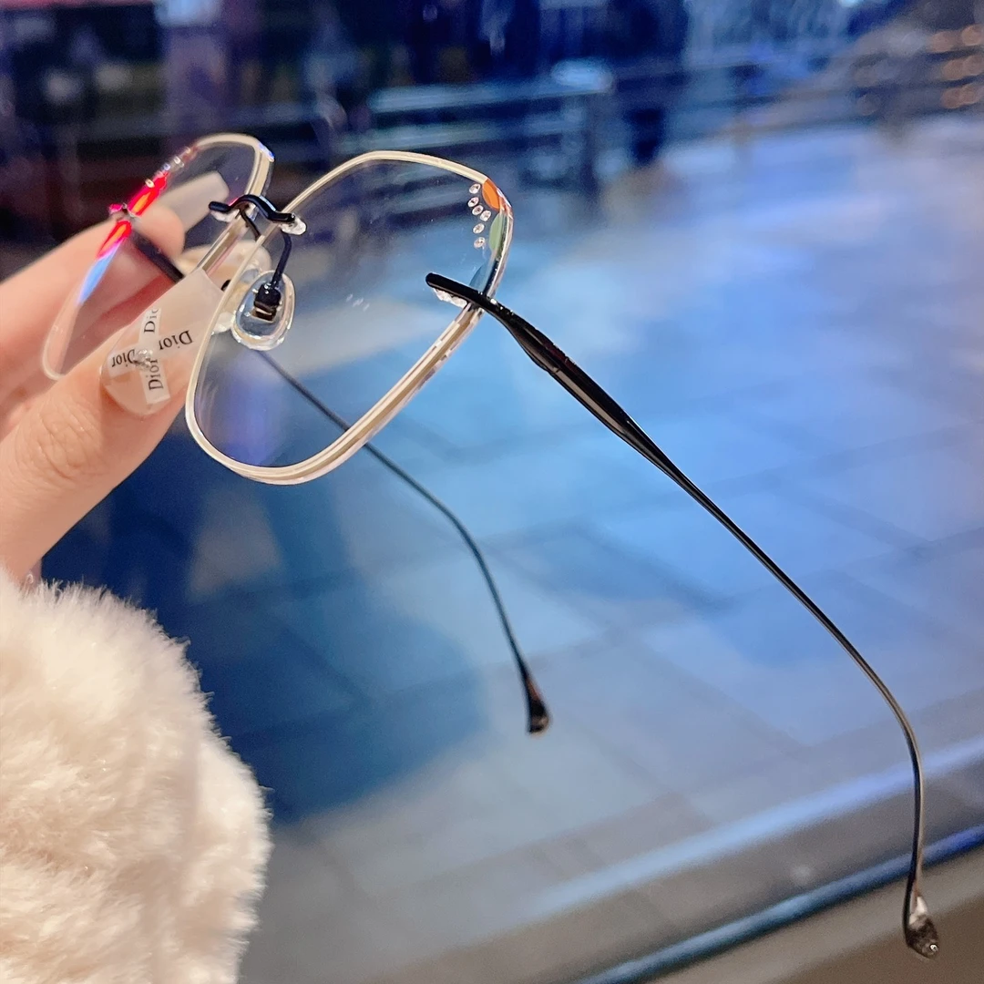 国风珐琅彩系列《云锦》无边框设计师手作纯钛眼镜