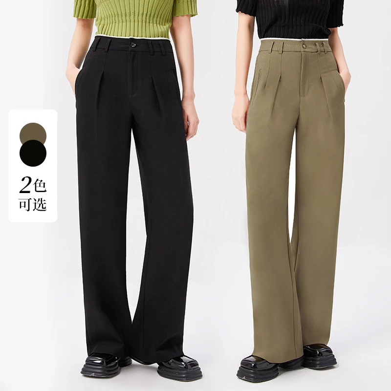 EF高腰垂感直筒休闲裤宽松阔腿裤长裤D3150411003