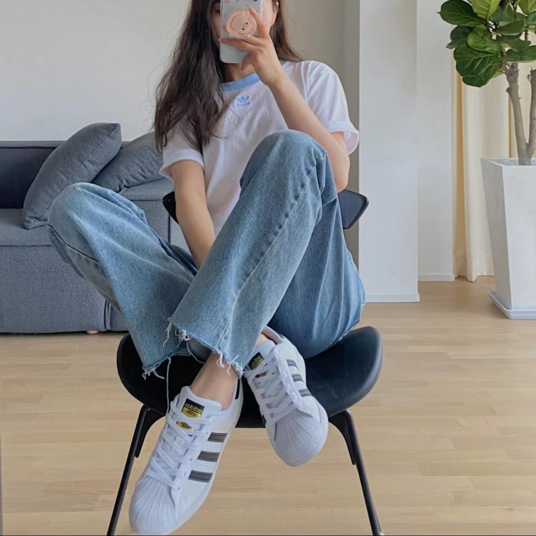 【保税直发】ADIDAS金标贝壳头女款经典低帮白色夏季休闲鞋FU7712