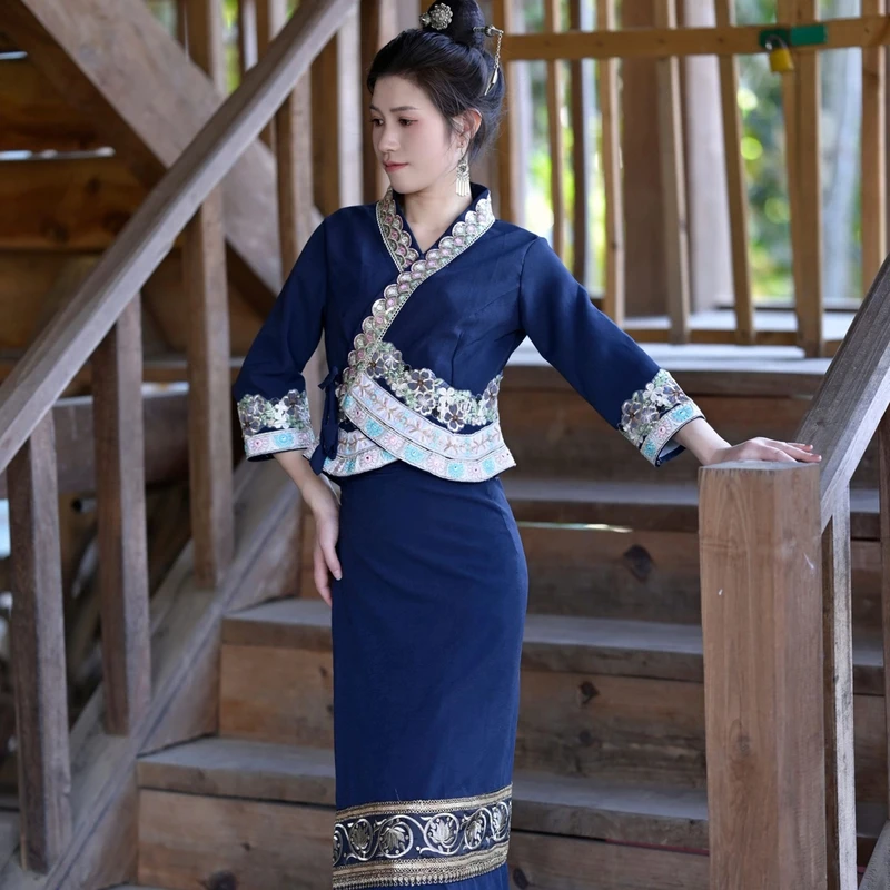 民族风傣族传统傣泐简约修身日常休闲生活装工作服舒适四季款女装