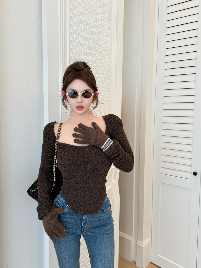 媛媛 【守护骑士】韩版纯色修身显瘦长袖毛衣#M0391