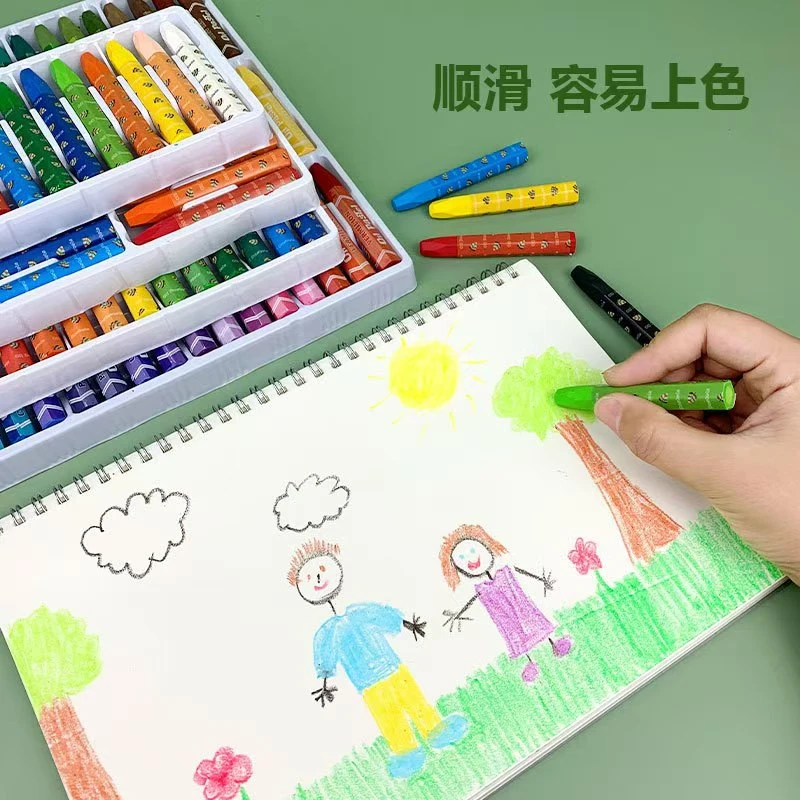 油画棒12色儿童重彩绘画卡通幼儿园蜡笔涂鸦炫彩画笔油画棒
