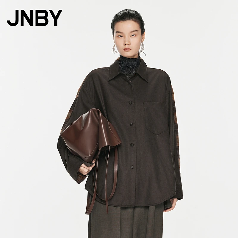 JNBY/江南布衣春秋夹克拼色羊毛短外套宽松厚款休闲通勤5O8611890