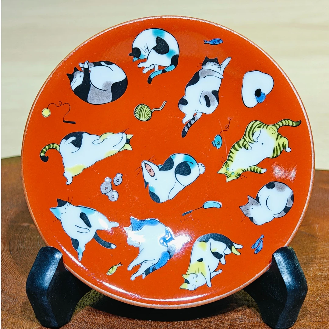 A102陶瓷创意圆形釉下彩日式小盘盘景