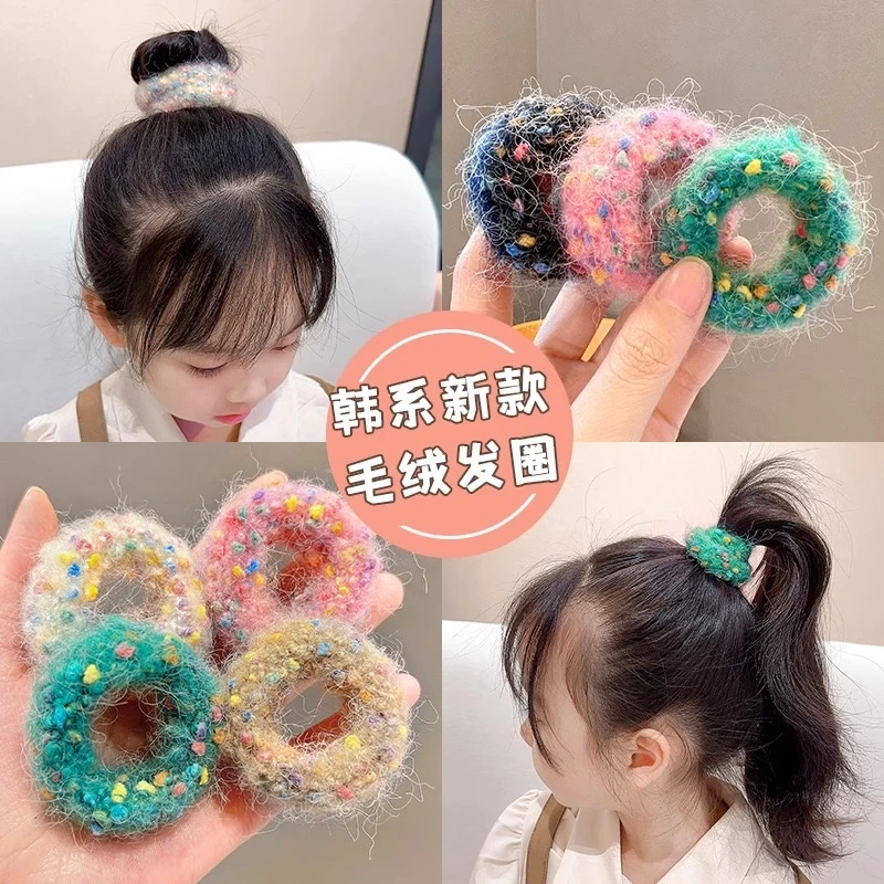 毛绒彩色大肠发圈高马尾不伤发头绳发绳儿童成人