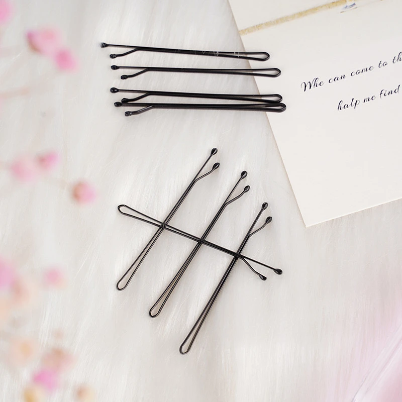 黑色一字夹发夹波浪夹少女发卡发饰简约头发夹