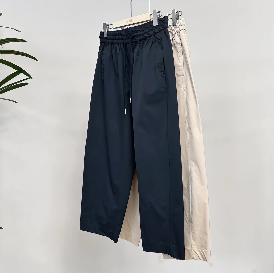 WMRJ夏季24新款醋酸舒柔特抗皱宽松松紧腰舒适休闲裤