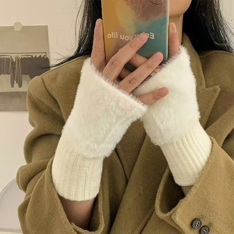【9.9一对】半掌手套冬秋加绒学生写字护手加厚保暖露指女ins百搭款