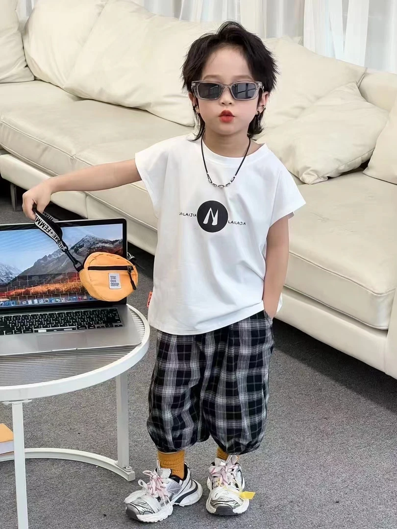 夏季男童韩系休闲短裤上衣套装组合-130