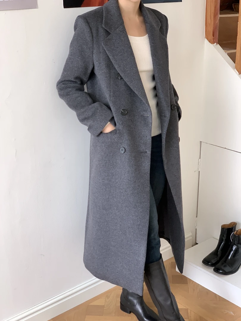 836《一云服饰》秋冬上新典藏大衣韩国简约西装领羊毛呢羊绒大衣