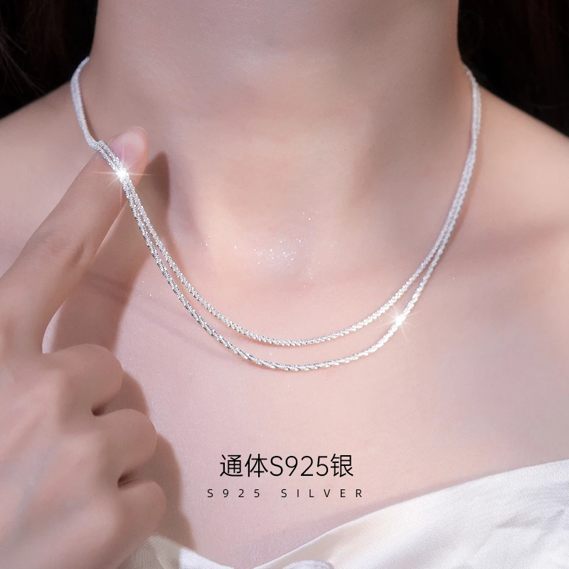 金美澳 链子925银 高级感波光粼粼项链女款2025年新款爆款锁骨链