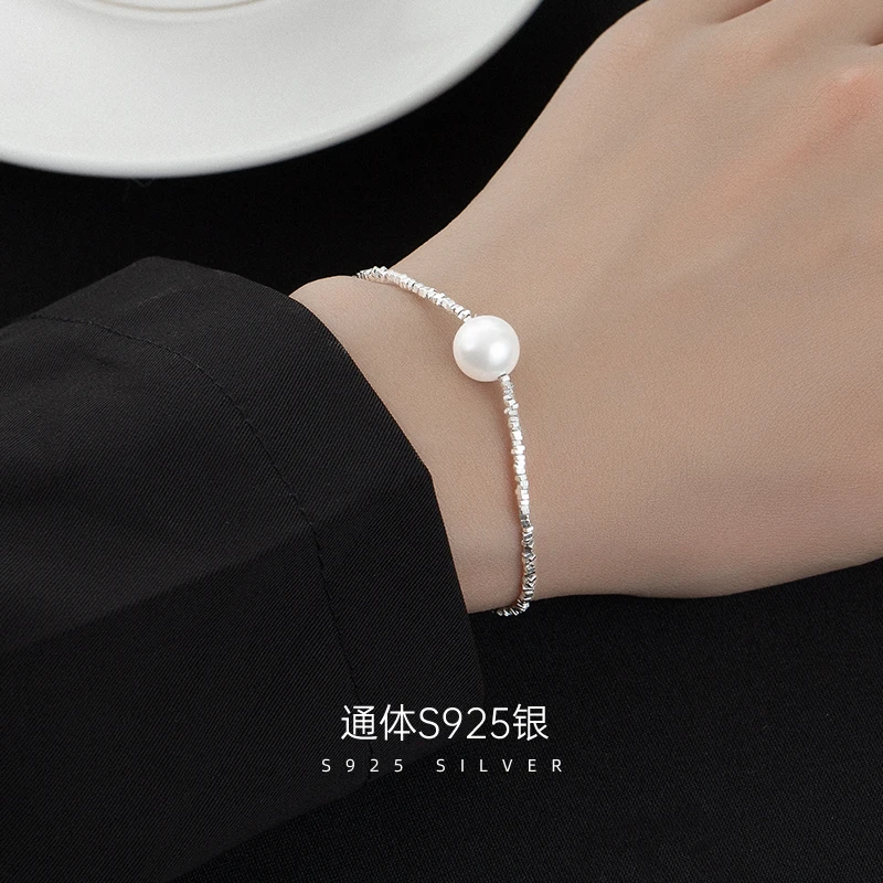 金美澳 925银仿珍珠手链 2025年新款碎银子女士手链轻奢时尚饰品