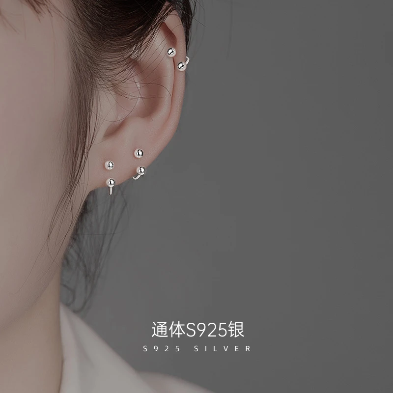 金美澳 925银耳饰 2025年新款小众首饰银饰耳骨钉网红耳扣养耳洞