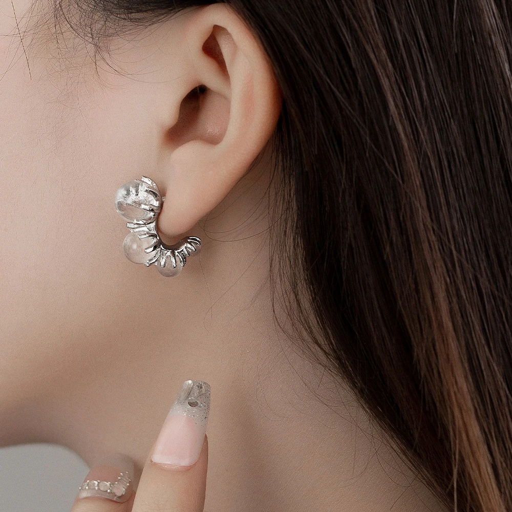 金美澳 合金树脂耳饰 轻奢小众高级感耳钉女2025年火爆款饰品耳环