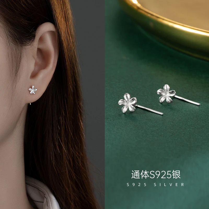 925银耳饰 花朵耳钩耳钉女饰品2025年火爆款睡觉免摘小众首饰百搭