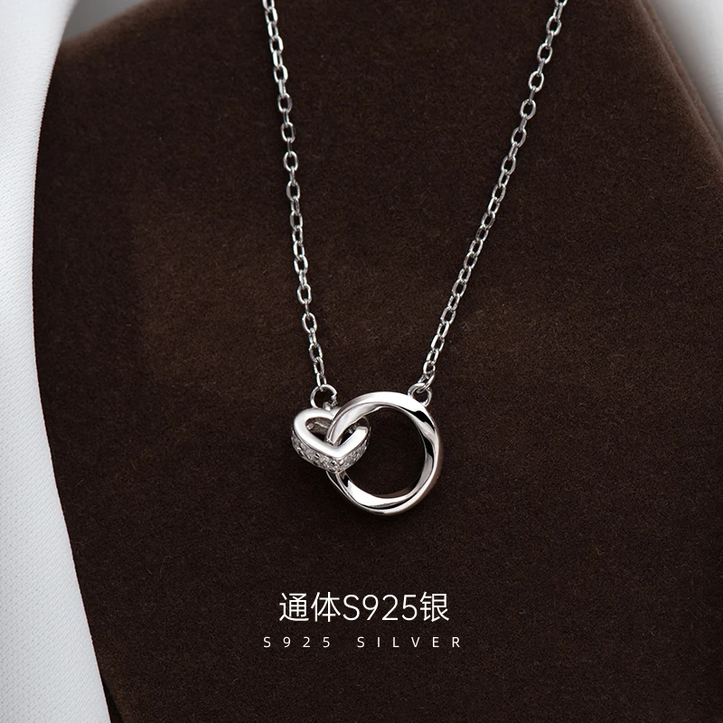 金美澳 坠链均925银 莫比乌斯环项链女送女朋友氛围感配饰小饰品