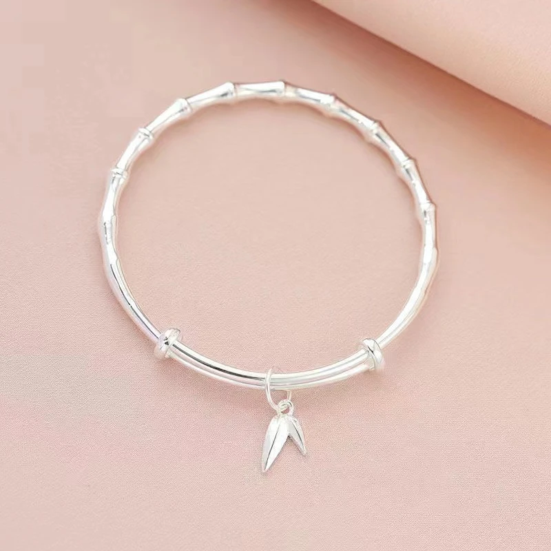 足银手镯  34号节节高升推拉实心足银手镯