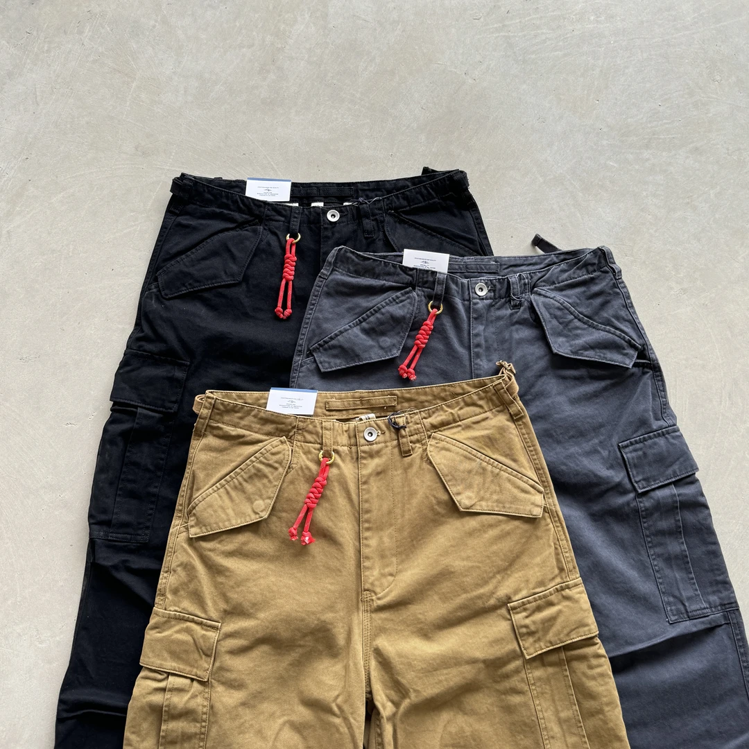 日系复古山系户外纯棉工装裤重工水洗做旧多袋宽松休闲长裤束腿裤