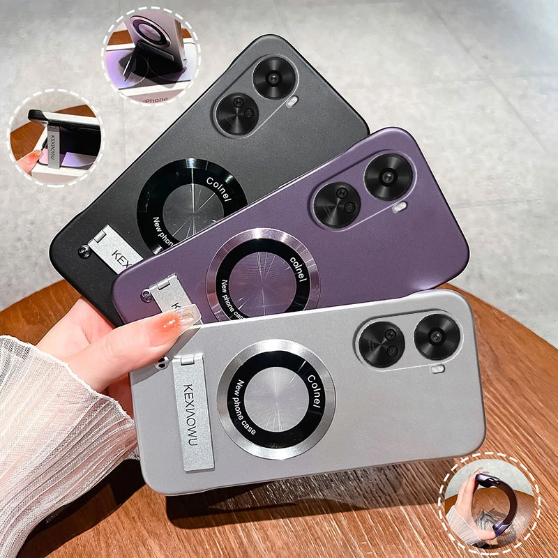 适用于opporeno11超薄无边框实用防摔保护套带支架高级感手机壳