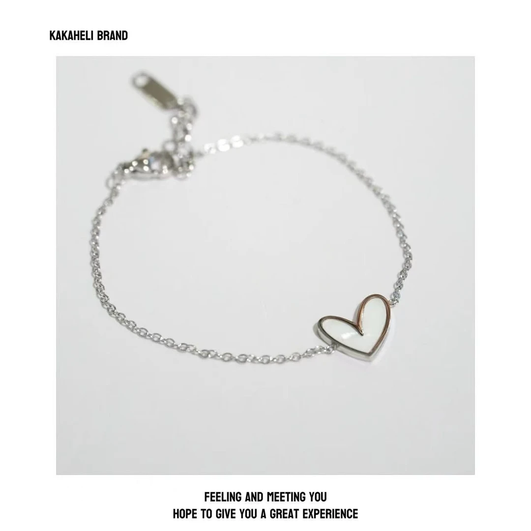 铜合金手链 气质网红小众简约学生百搭韩版清新爱心手链KK704