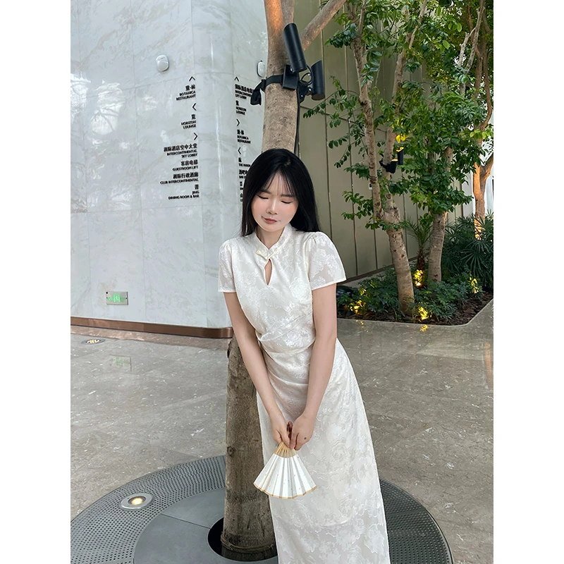 MYOU自制 小个子新中式连衣裙夏清冷感复古国风改良旗袍女印花裙