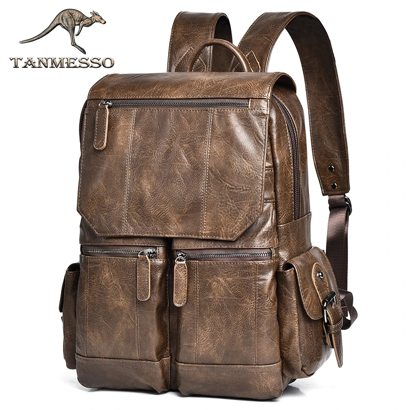tanmesso韩版双肩背包男士旅行包大容量学生书包男士时尚电脑包