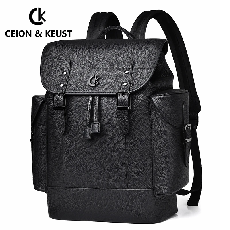 CEION & KEUST真皮男士背包大容量商务休闲电脑包牛皮旅行男包潮