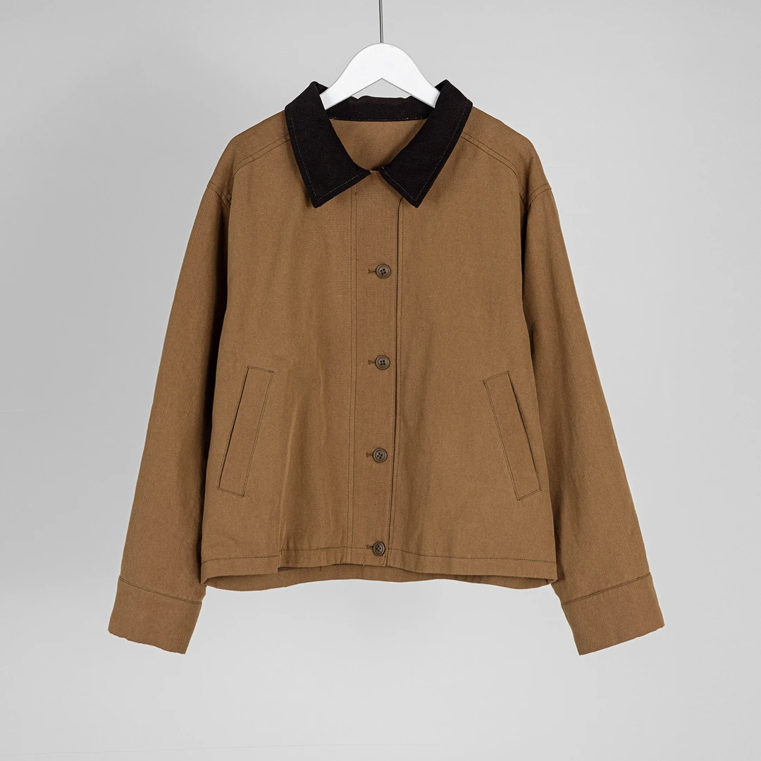 （几里）时尚气质纯色百搭气质复古外套 长56 胸围110 085128