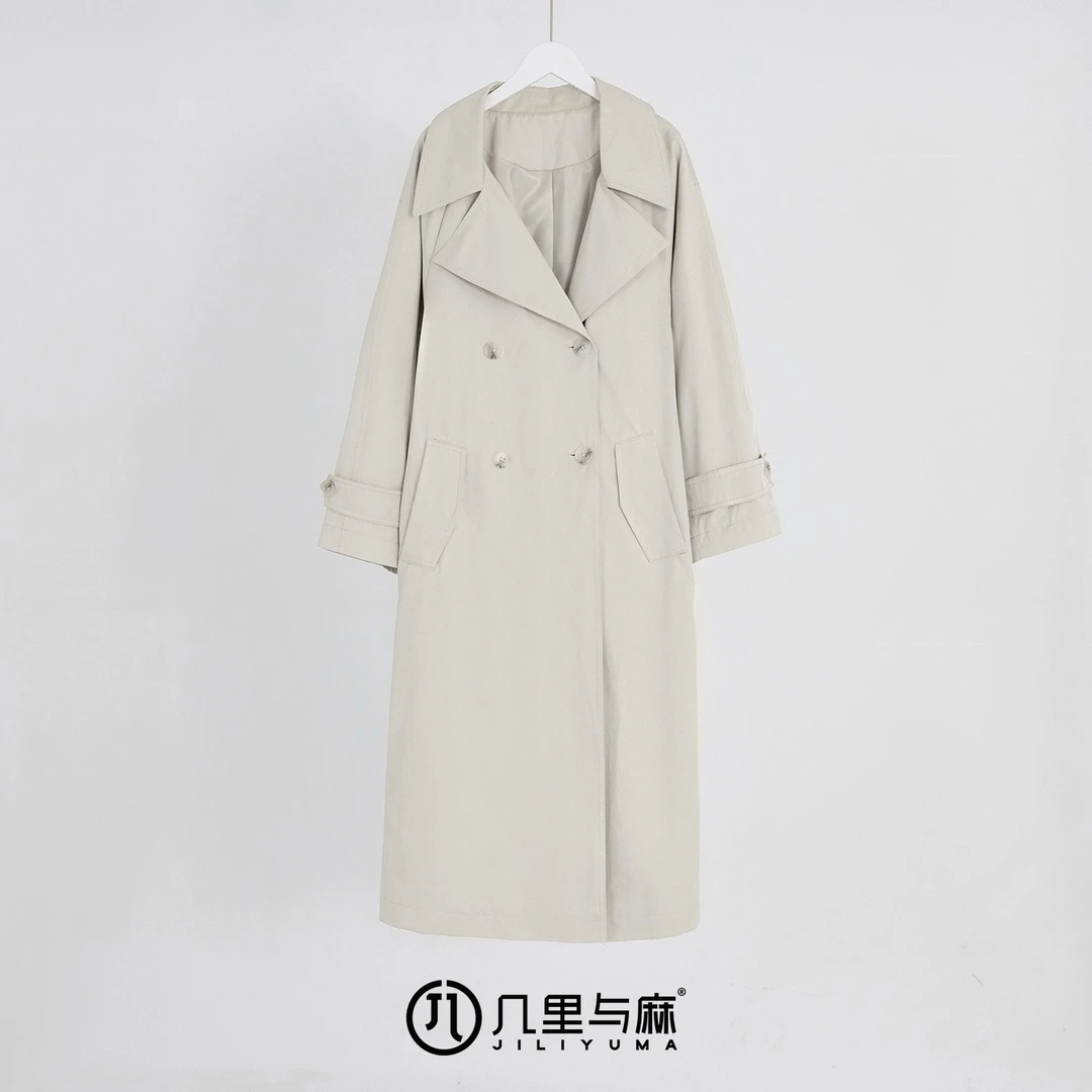 （几里）归山隐-纯色休闲百搭气质风衣 长115 胸围130 1011469