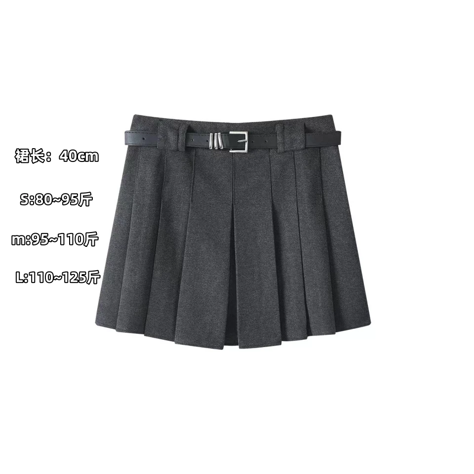 【有腰带~秋冬毛呢裙】小个子高腰百褶裙短裙女设计时尚百搭半身裙