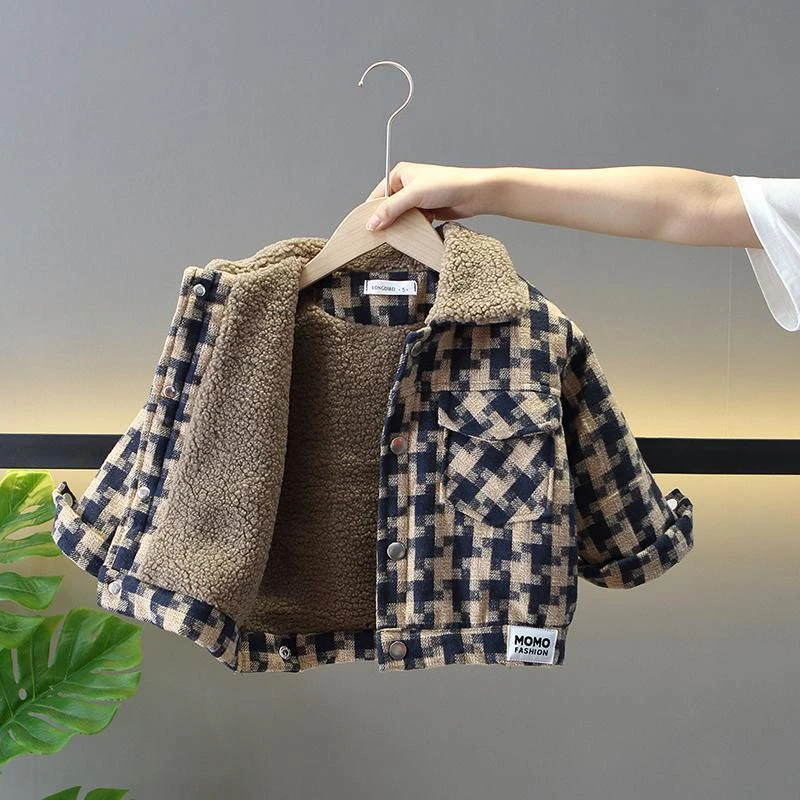 男童加绒外套2024新款冬季痞帅宝宝加厚夹克儿童洋气棉服秋冬装潮