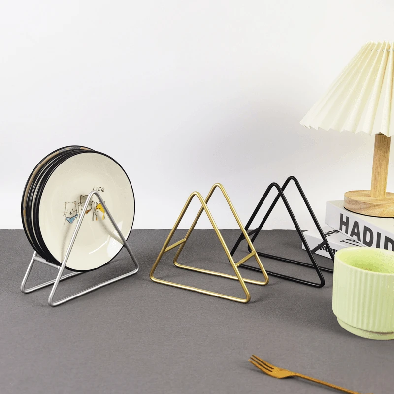 隔热垫收纳架盘子整理架三角架吐骨碟底座厨房咖啡垫餐垫沥水托架