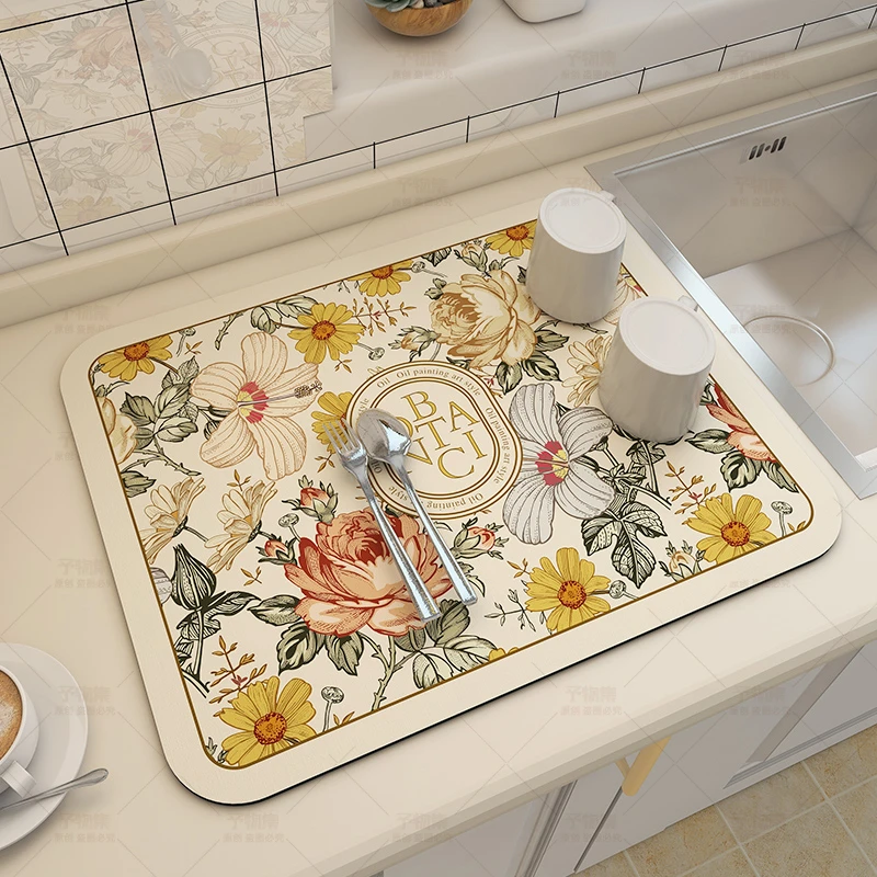 硅藻泥厨房沥水垫家用餐具碗盘干燥控水垫免洗茶台桌面台面吸水垫
