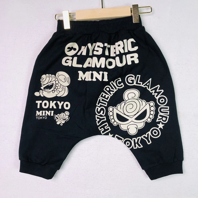 大头黑色七分屁屁裤潮牌童装黑超奶嘴儿童短裤卡通大PP宝宝垮裤