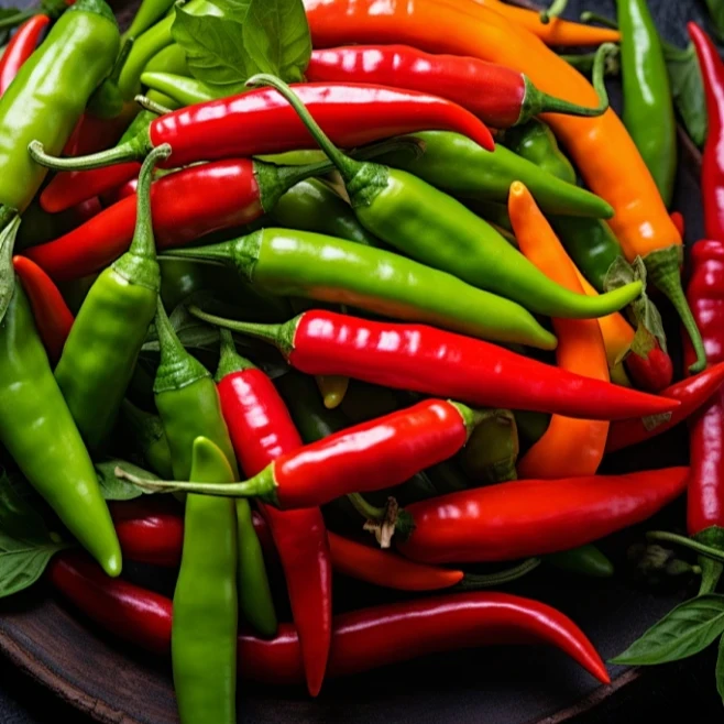 新鲜辣椒，红辣椒，青辣椒